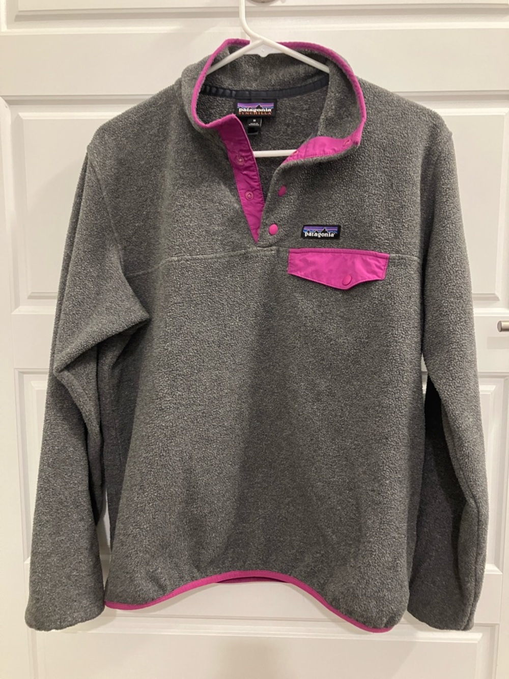 Patagonia Gray Fleece Jacket with Magenta Trim